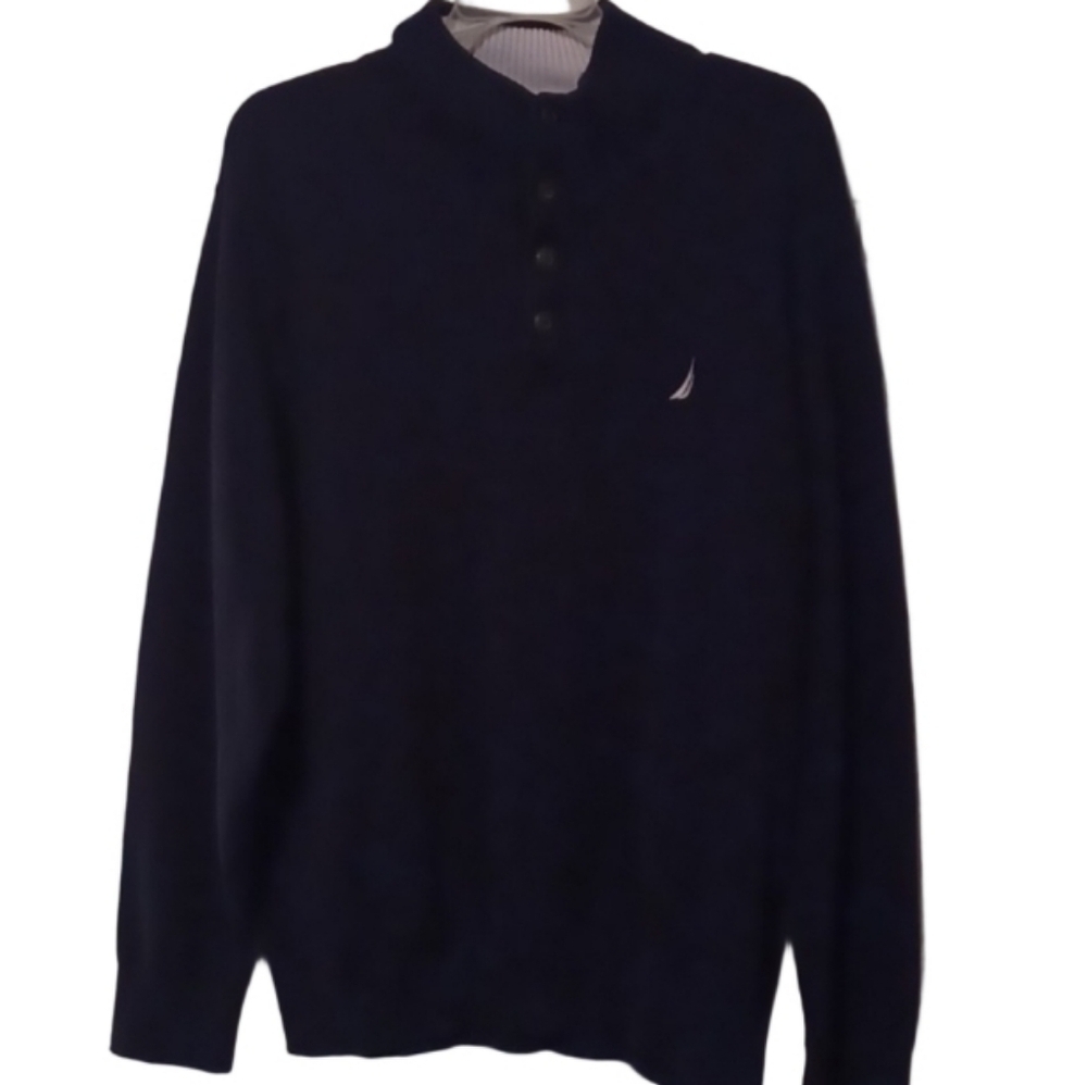 -- Nautica Dark Blue Pullover with Embroidered Logo Men's Size XLarge Casual